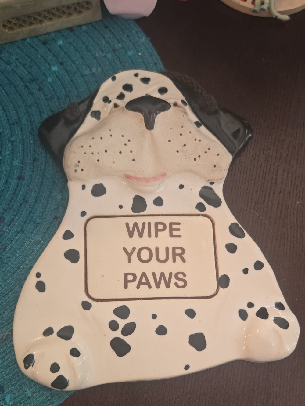 Wipe Your Paws Dalmatian Dog Paw Spoon Rest Or Decor Piece- Black and White